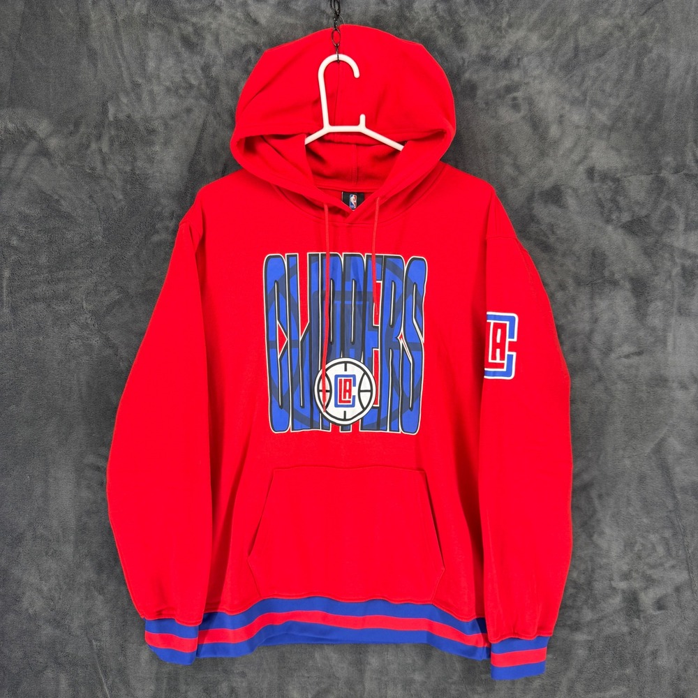 NBA Los Angeles Clippers Hoodie Mens Large Red Rise Up PO Hood VHMD972F New